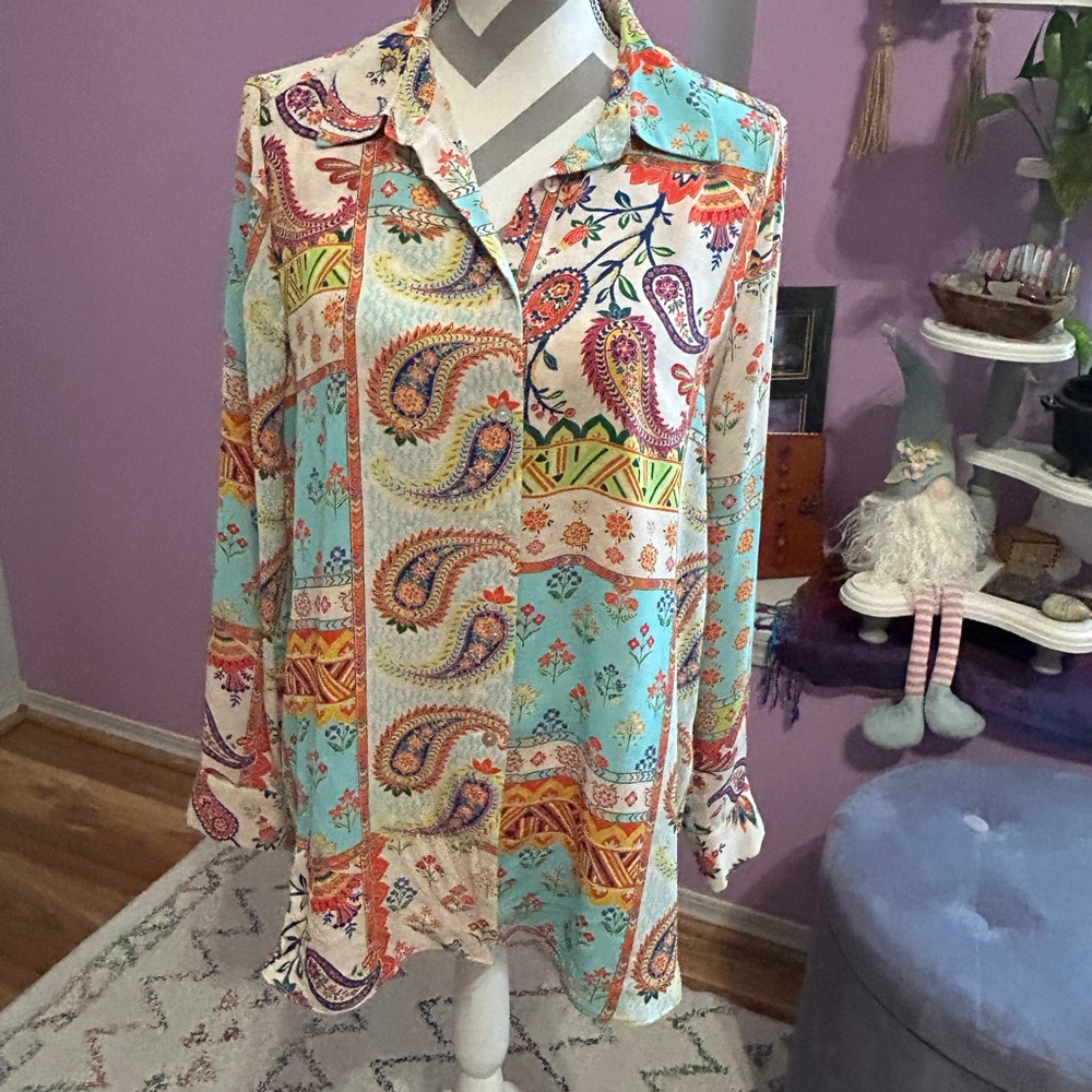 Rose & Olive Multicolor Paisley Blouse